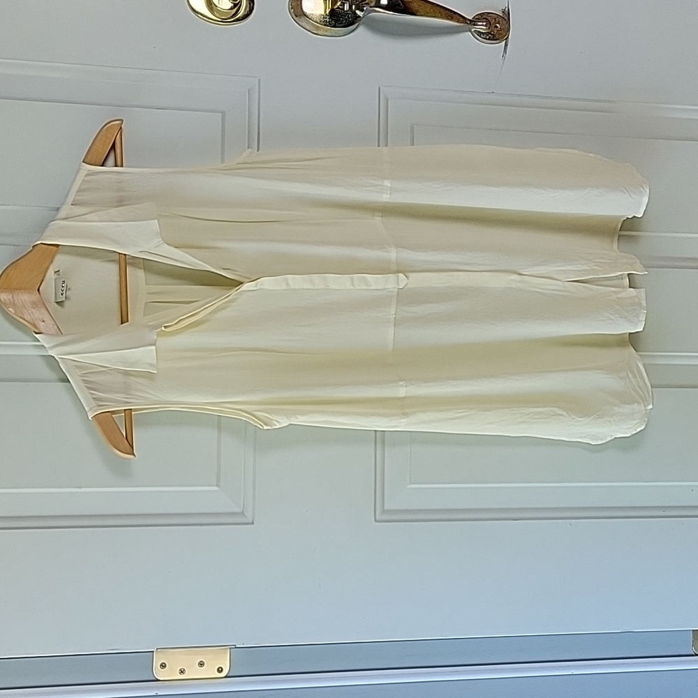 Ecru Silk Beige Sleeveless Tunic Blouse Size L